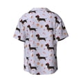 thumbnail image 6 of Lsque Dachshund Dog print Men's Cuban Collar Short Sleeve Shirt Summer Beachwear Casual Button Down Fashionable Vacation Leisure Shirt-3X-Large, 6 of 7