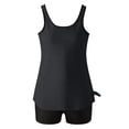 thumbnail image 4 of Womens Flowy Tankini Tops Modest Bathing Suit Loose Fit Two Piece Swimsuit Scoop Neck Swim Tops High Waisted Bottom, L, 4 of 7