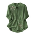 thumbnail image 2 of Helii Womens Tops Women's Solid Color V Neck Embroidered Casual Flowy Blouse Top T Shirts for Women, 2 of 3