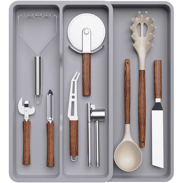 Organizador de cubiertos Lifewit, utensilio de cocina expandible, gris