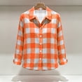 thumbnail image 6 of Womens Casual Checkered Jacket Collared Long Sleeve Gingham Plaid Shirts Loose Fit Button Front Casual Everyday Blouse, 6 of 8