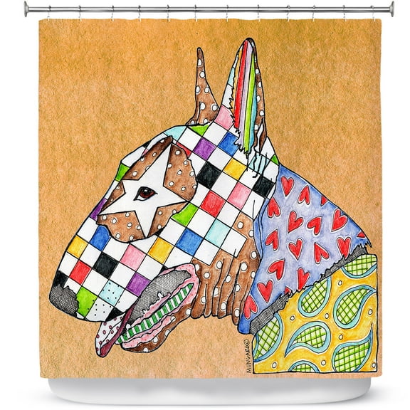 Shower Curtains 70" x 84" from DiaNoche Designs by Marley Ungaro - Bull Terrier Dog Tan