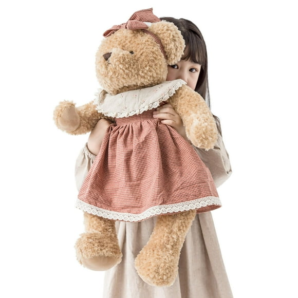 oitscute Grand Ourson en Peluche avec Tissu Mignon Animal en Peluche Doux Jouet en Peluche 25 Pouces" (SmallRed&Brown)