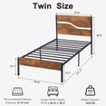 thumbnail image 3 of VECELO Twin Industrial Wooden Headboard Metal Bed, Brown, 3 of 14