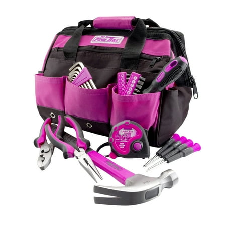 The Original Pink Box PB30TBK 30-Piece Home Tool Set, w/ 12-Inch Tool Bag,