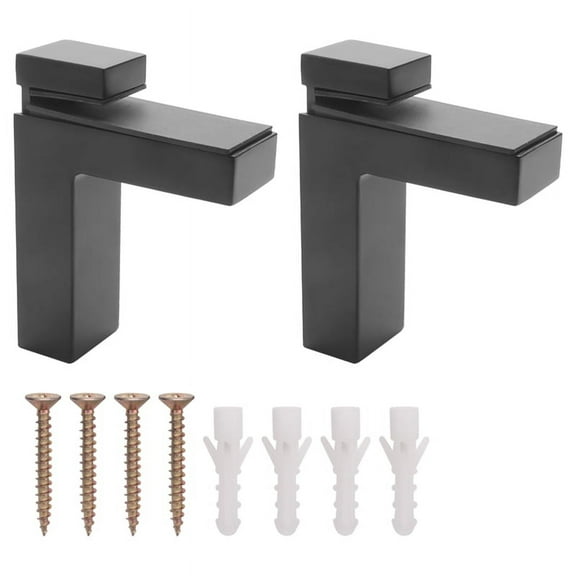 2 Pcs Adjustable Wood/Glass Shelf Bracket Wall Mount Heavy Duty Floating Brackets for 3-28mm Thick Shelves,Black