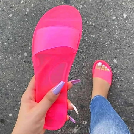 

Summer Slippers For Women Beach Accesseories Flip Flops For Women Women S Fashion Flat Transparent Slipper Laides Casual Slip On Round Toe Shoes Swimming Pool Accessories Mens Women Slippers