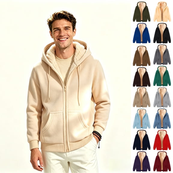 ClodeEU Men's Fleece Hoodie Jacket, Midweight Winter Zip Up Sweatshirt Outwear Jackets,Big and Tall ,Size S-5XL