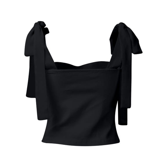 EYNMVR Women Square Neck Crop Tank Top Sleeveless Bow Tie Camisole Ruched Cute Clothes