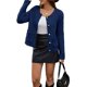 thumbnail image 2 of Suéteres de Punto para Mujer, Moda de Otoño, Larga, Botones, Chaqueta Informal de Moda, Ropa de Invierno Azul Marino XL, 2 of 8