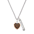 thumbnail image 1 of Delight Jewelry Silvertone Brown & Black Heart with Orange Ruffles Silvertone Courage Strength Wisdom Honesty Bar Charm Necklace, 23", 1 of 4