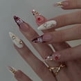 thumbnail image 1 of Uñas postizas adhesivas Geyakal 24 piezas, almendra mediana, rojo y blanco, 1 of 7