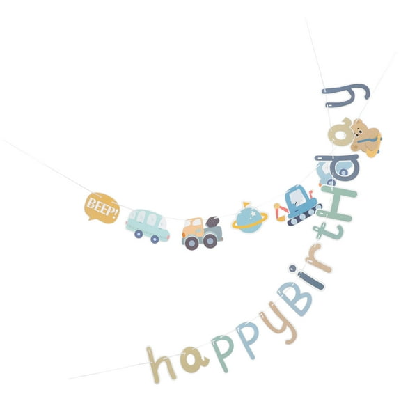 OUNONA Happy Birthday Banner Party Supplies with Paper Material for Kids Room Decor and Photo