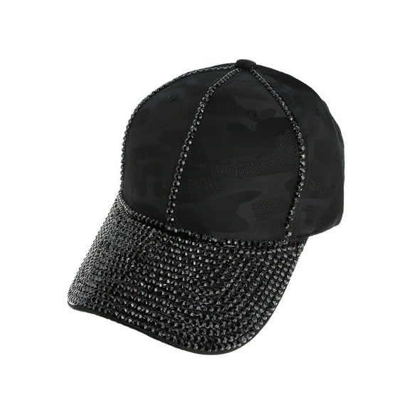 Top Headwear Glitter Stud Baseball Cap - Black