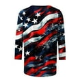 thumbnail image 4 of Dagegui Star Stripes American Flag T Shirt for Women 2025 July 4th Patriotic Shirts 3/4 Sleeve Summer Casual Tops Independence Day Distressed Blouses, 4 of 5
