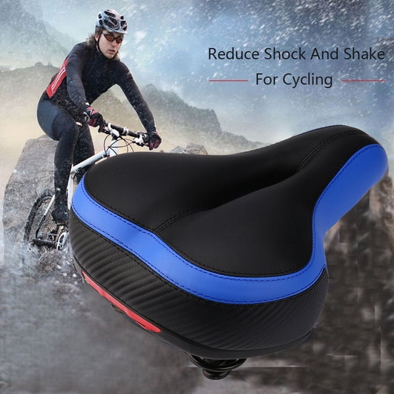 Wide Padded Bicycle Saddle Shock Absorbing Cruiser Bike Seat Comfort Extra Large Bike Cushion Seat For Leisure Cycling(Blue-One Size)