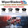 thumbnail image 2 of 2008 Nissan Pathfinder Beam Wiper Blades Wipers w/2yr Warranty (Set of 2) (WiperBladesUSA), 2 of 5