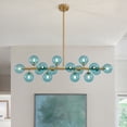 thumbnail image 2 of HOOMEDELIER 16-Light Dimmable Blue Globe Glass Modern Golden Sputnik Linear Chandeliers, 2 of 13