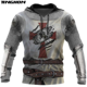 thumbnail image 3 of Sudadera con capucha de los Caballeros Templarios para hombre, con estampado 3D, de gran tamaño, estilo Harajuku, chaqueta holgada, jersey informal, ropa de calle con capucha, 3 of 5