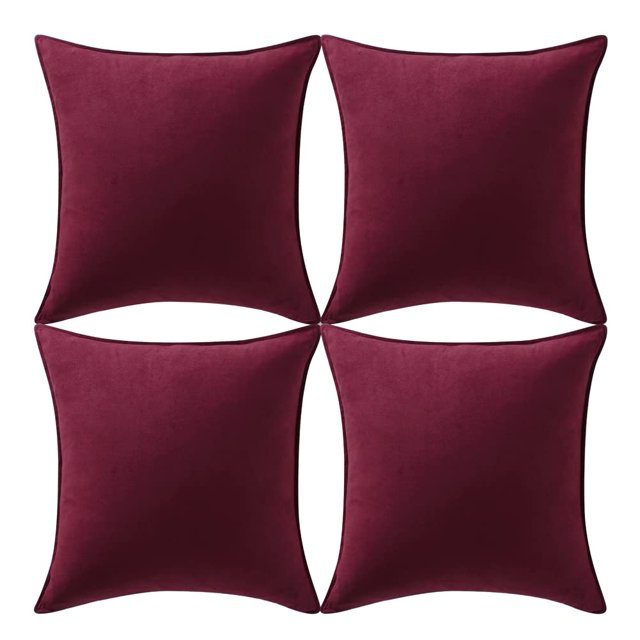 Fundas de almohada decorativas Fancy Homi, 45 x 45 cm, color burdeos, paquete de 4