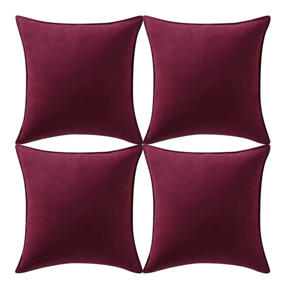Fundas de almohada decorativas Fancy Homi, 45 x 45 cm, color burdeos, paquete de 4