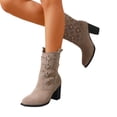 thumbnail image 4 of Willtoo Women's Cowboy Cowgirl Ankle Booties Western Stylish Faux Leather Low Heel Boots, 4 of 5