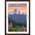 thumbnail image 5 of Art.com Oregon - Mt. Hood Bear Family and Spring Flowers Art Print by Lantern Press, Brown Frame Wall Art, 32" x 44", 5 of 5