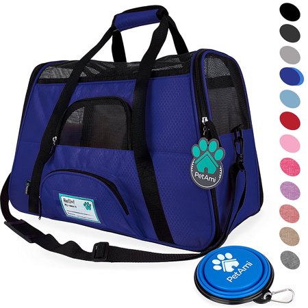 Pet Carrier Purse For Small Dogs Premium Airline Approved Soft-Sided Pet Travel Carrier by PetAmi | Ventilated, Comfortable Design with Safety Features | Ideal for Small to Medium Sized Cats, Dogs, and Pets ()