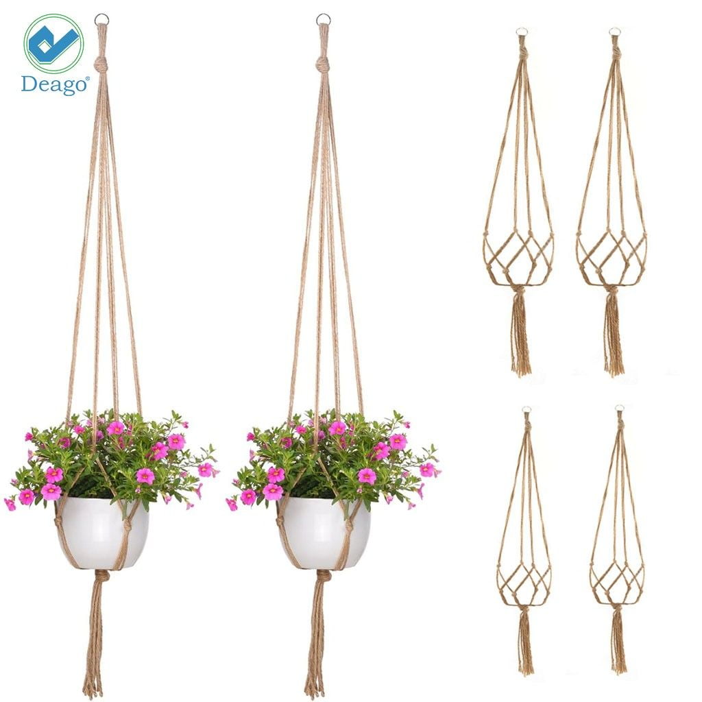 90cm Hemp Rope Plant Basket Hanger For Flower Pot Holder Hanging Garden Decor 