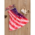 thumbnail image 3 of Bagilaanoe Toddler Girl 4th of July Dress America Flag Strap Dresses Kids Summer Clothes Backless Stripe Stars Party Dress, 3 of 8