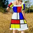 thumbnail image 3 of Red blue yellow and white Sleeveless Dress summer dress women's luxury party dress dresses for official occasions, 3 of 6