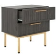 thumbnail image 5 of SAFAVIEH Axelle Modern 2 Drawer Nightstand,Distressed Black/Gold, 5 of 14