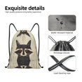 thumbnail image 5 of Drawstring Backpack - Retro Raccoon Graphic Print Splash Proof Small Drawstring Gym Bag for Women Men, Cinch Sports String Bag Backpack for Travel Swimming Beach, 5 of 8