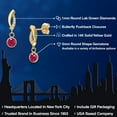 thumbnail image 2 of Gem Stone King 14K Yellow Gold Red Ruby and Lab Grown Diamond Earrings for Women | 1.15 Cttw | Gemstone July Birthstone | Round 5MM, 2 of 6