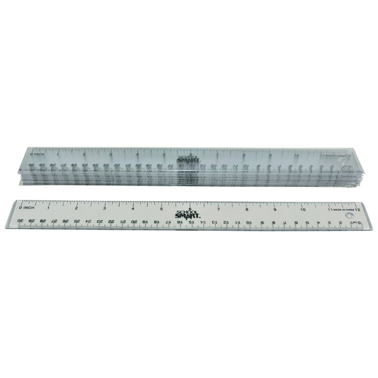 20 Pack Clear Plastic Ruler 12 Inch Straight Ruler Flexible Ruler With  Inches and Metric for School Classroom, Home, or Office (Clear) 