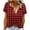 Red, variant on Womens Short Sleeve Shirt Plaid Print Button Round-Neck T-Shirt Blouses Blue