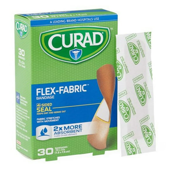 Curad Flex-Fabric, Pansements 3/4 Pouce X 3 Pouce, 30 Unités