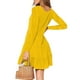 thumbnail image 2 of Vestido de mujer Vestido de manga larga con cuello en V Mezcla de algodón Ropa informal Botón Ropa plisada, Amarillo, L Scienceny AP003993-27, 2 of 5
