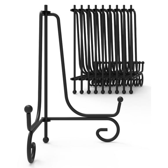 Iron Display Stand 10 Packs 6 Inches Plate Stand Picture Stand Photo Stand for Display Black Foldable Easel Stand Holder for Photo Frame Artwork Collection Decorative Plate Book Office