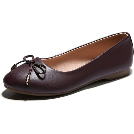 

Women Shoes Soft Slip-on Ballet Flats Classic Round Toe Bow Casual Leather Loafers