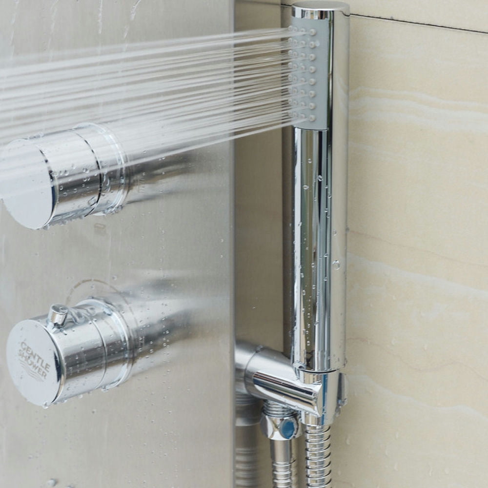Finihen Shower Panel, Shower Panel Tower System, 57 Inch Stainless Steel Shower Panel with 12 x 8 Head Shower, Silver Finihen Shower Panel, Shower Panel Tower System, 57 Inch Stainless Steel Shower Panel with 12 x 8 Head Shower, Silver