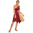 thumbnail image 2 of Zaldita Asymmetrical Metallic Praise Dance Tunic for Women Color Block Liturgical Lyrical Dance Dress Burgundy XXL, 2 of 7