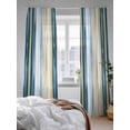thumbnail image 3 of Vintage Stripes Sheer Curtains 96 Inch Long 2 Panels, Blue Yellow Striped Abstract Lines Gradient Light Filtering Rod Pocket Semi Sheer Curtains, Sheer Voile Drapes for Living Room Bedroom, 52"x96", 3 of 5