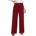 thumbnail image 3 of CFLVAEK Dressy Pants for Women High Waisted Business Casual Work Pant Solid Color Straight Wide Leg Trousers with Pockets Wine XXL, 3 of 7