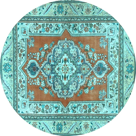 Ahgly Company Indoor Round Persian Light Blue Traditional Area Rugs, 8' Round