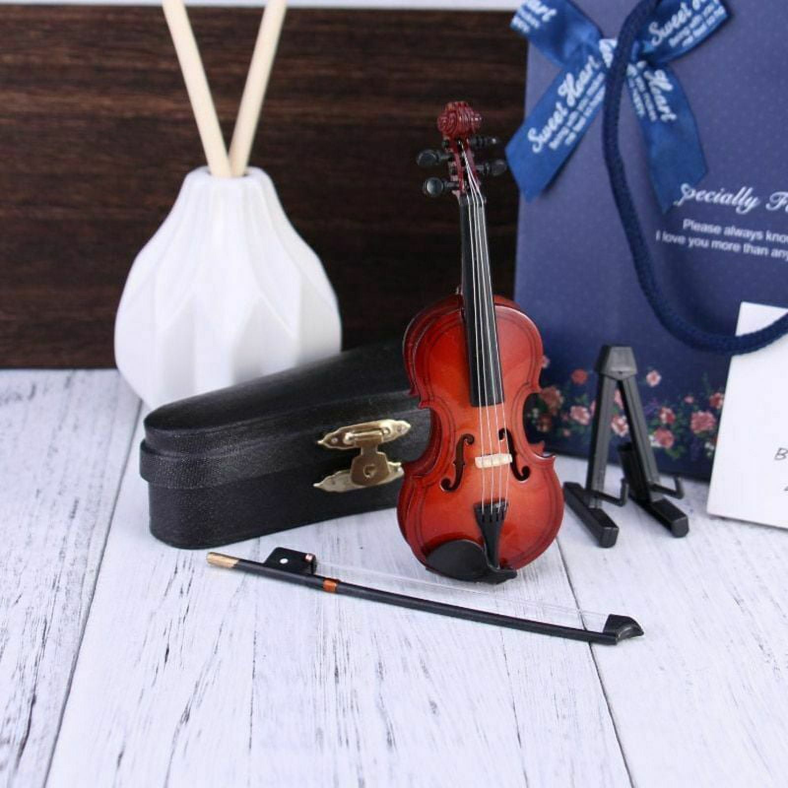PENGXIANG Mini Violin With Case Music Instrument Gift Wooden Mode Collection Tiny Violin, 25 CM
