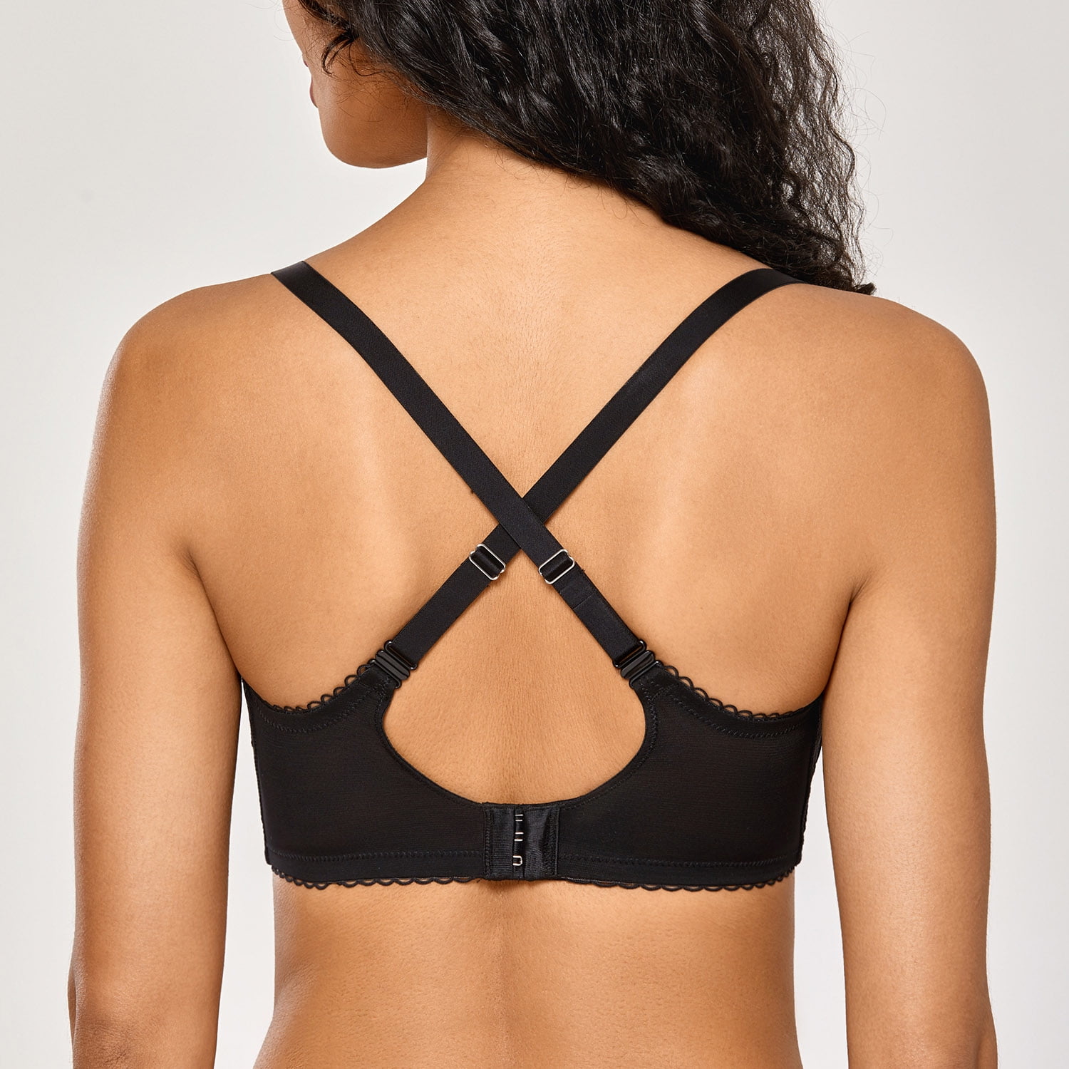Women's Sexy Lace Push Up Plus Size Bra Sheer Balconette Underwire Unlined