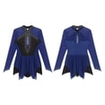 thumbnail image 2 of Aislor Women's Figure Ice Skating Layered Hollow Back Gymnastic Leotard Roller Skating Performance Dress Navy Blue L, 2 of 7