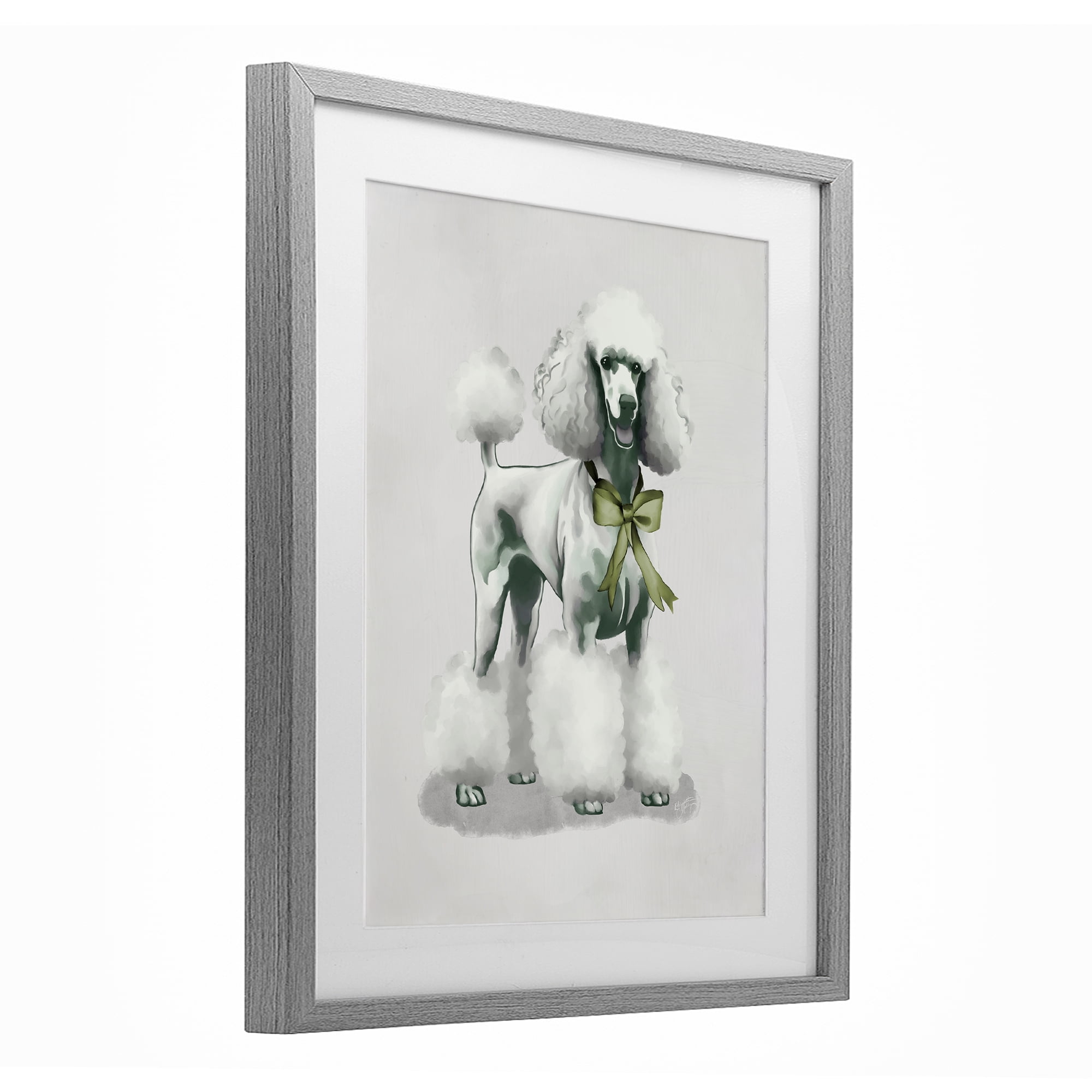 Stupell Industries Graceful Poodle & Ribbon Gray Framed Print Under Glass, design by Elizabeth Medley
