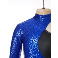 thumbnail image 5 of TiaoBug Girls Sequin Ballet Dance Leotard One Shoulder Tutu Dress Dancing Costume for Jazz Hip Hop Royal Blue 8, 5 of 7